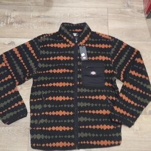 Dickies Black Fleece Jacket with Orange & Olive Accents